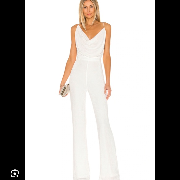 MISHA COLLECTION Pants - Misha Moyra Pantsuit Cowl Neck Jumpsuit Ivory Size 8